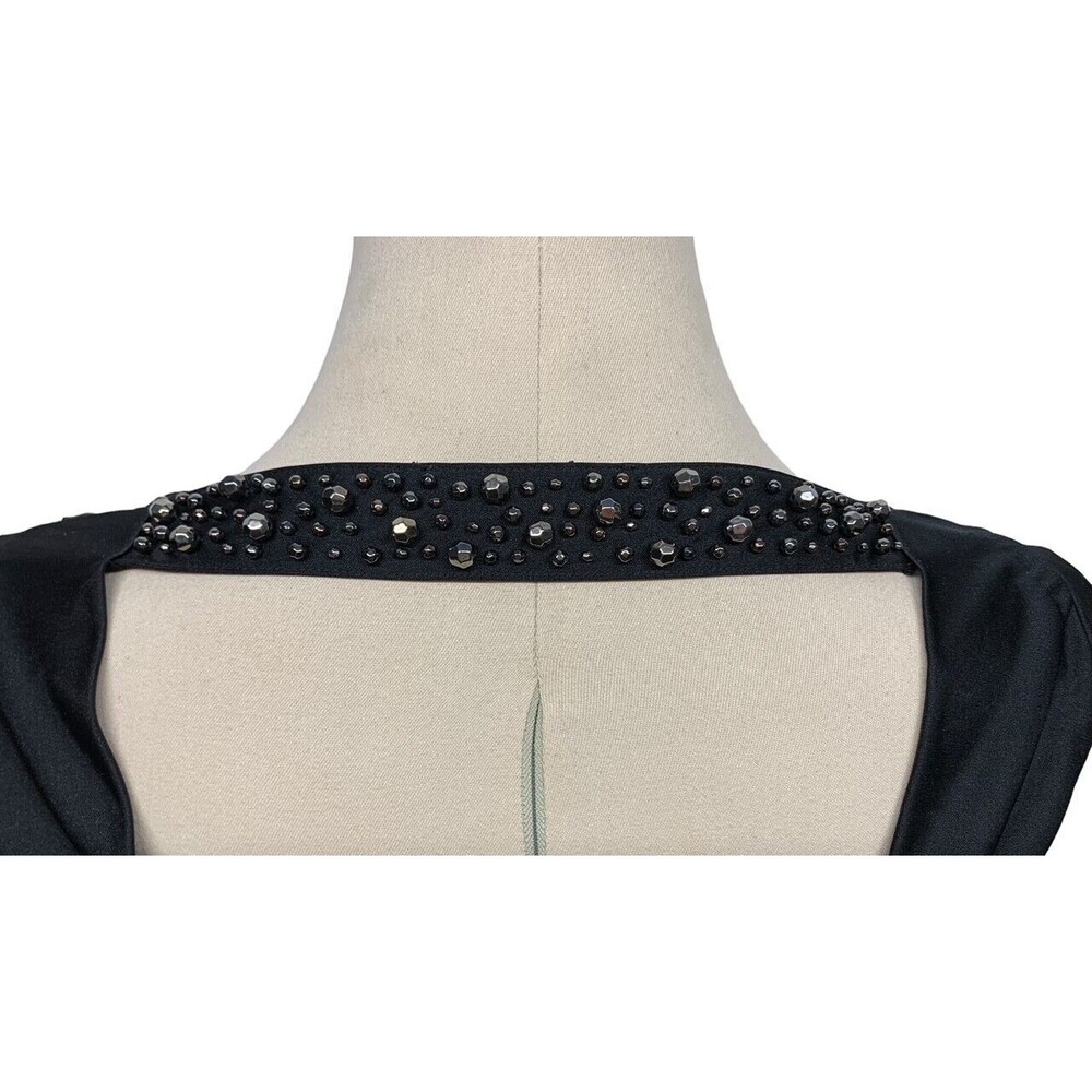 A/X Armani Exchange Women's size S/M Black Beaded Draped Back Dress 3/4 Sleeve - Picture 3 of 10